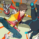 A teenage boy with a robot arm, Chai leaps toward the camera alongside his cat.